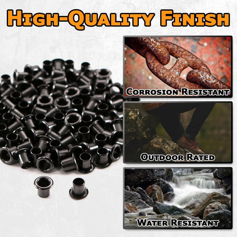 HolsterSmith Kydex & Leather Holster Eyelets - (#8-9 Length) - (1/4 Inch Diameter) - (Black Coated) - (100 Pack) - (USA Made) - for DIY Holster Making, Canvas & Apparel Binding - Image 4